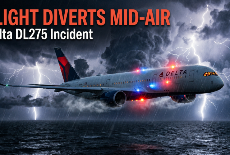 Delta flight DL275 diverted LAX at night over ocean with storm clouds and emergency situation