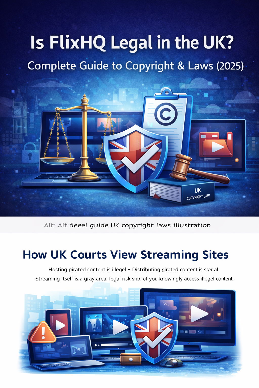 FlixHQ legal guide UK copyright laws illustration