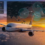 Airbus A350 aircraft flying above clouds during long haul flight