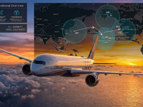 Airbus A350 aircraft flying above clouds during long haul flight