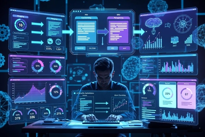 SEO blogger comparing AI rewriting tools for content humanization and readability optimization