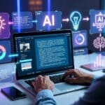 SEO blogger humanizing AI generated content with editing tools and readability optimization