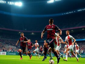 AC Milan and SSC Bari players competing during a historic Serie A football match