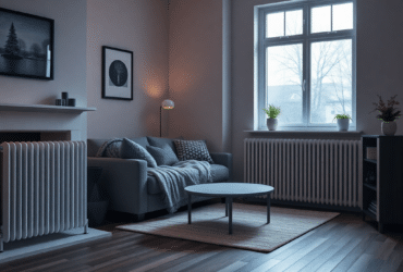 Modern living room feeling cold despite heating due to poor insulation and heat loss