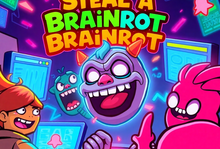 Steal a Brainrot Unblocked browser game gameplay with colorful meme-style multiplayer action