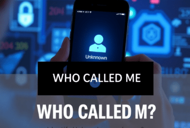 Person checking unknown caller on smartphone with spam call warning and cybersecurity protection graphics