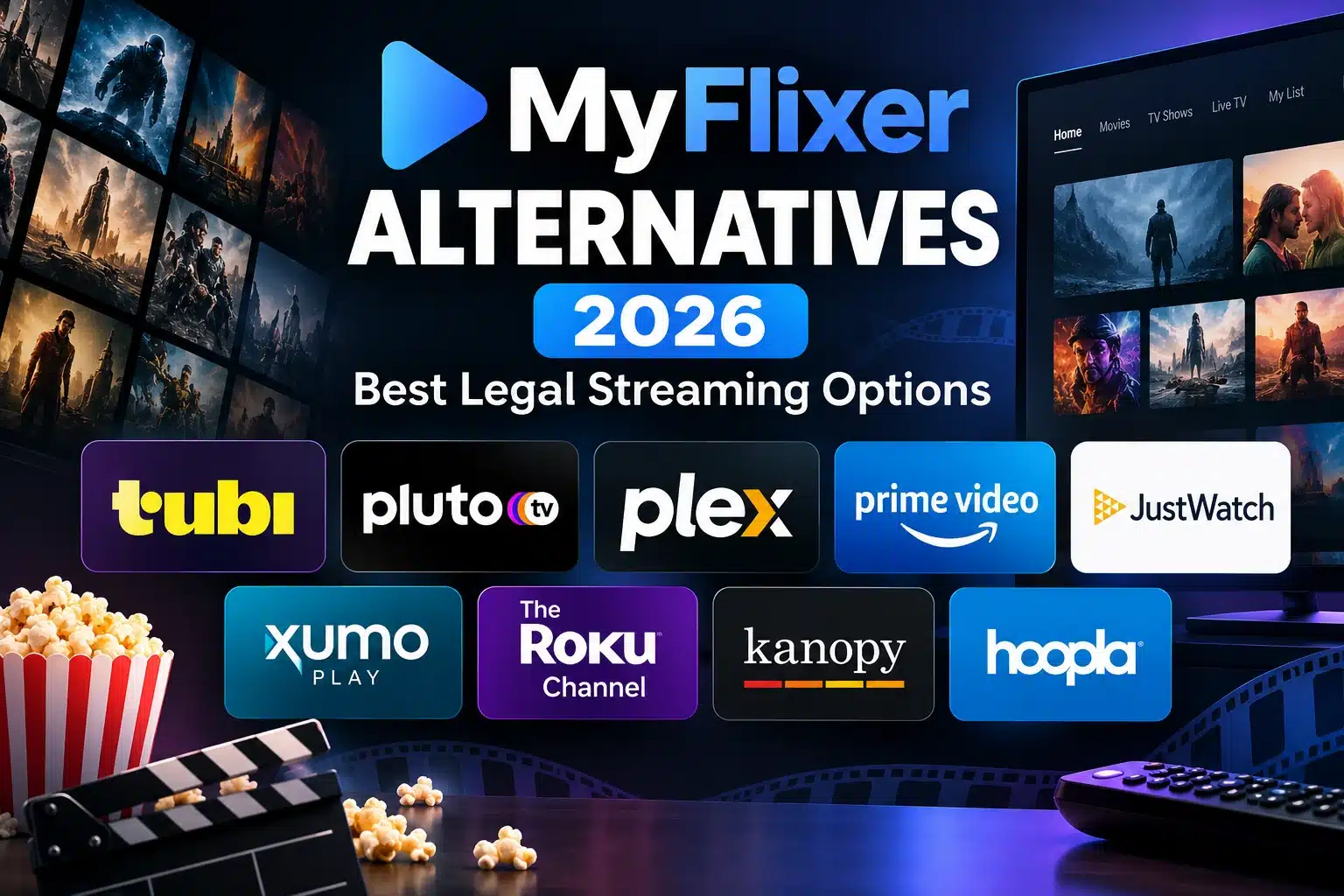 MyFlixer alternatives 2026 showing legal streaming options